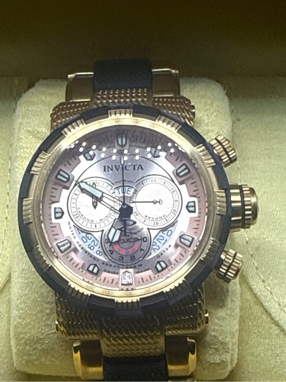 Invicta 80304 Men's Two Tone Steel Bracelet Rose Gold Dial Watch